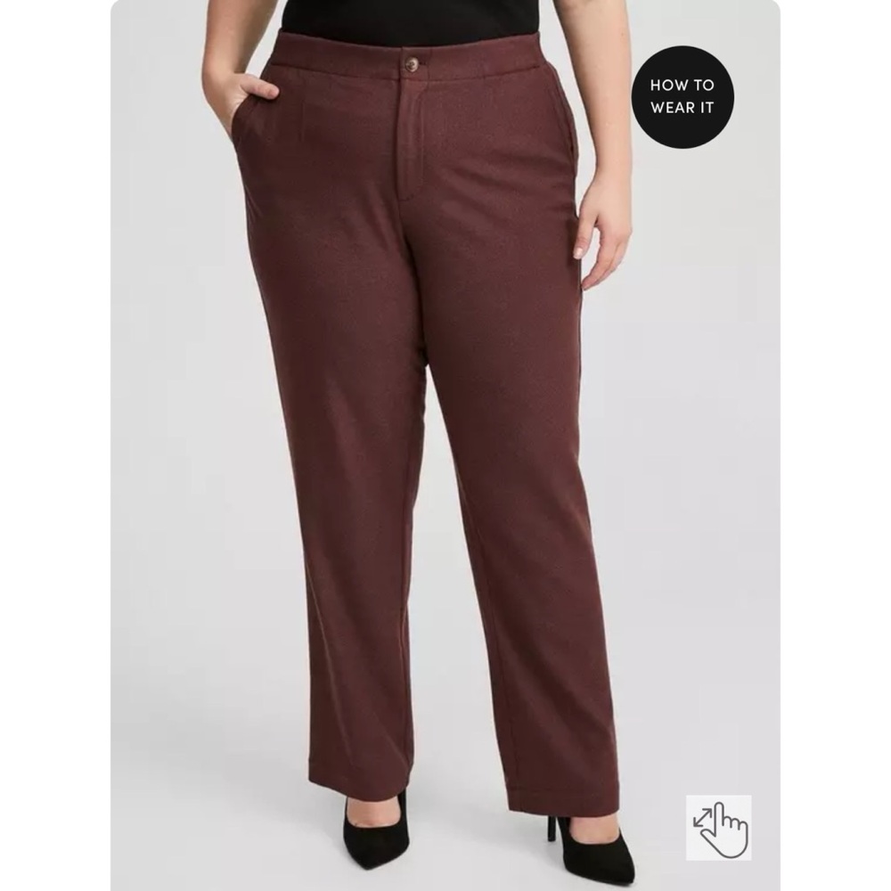 Torrid Relaxed Straight Leg Brushed‎ Twill High Rise Pants Brown Mahogany 22R 22
